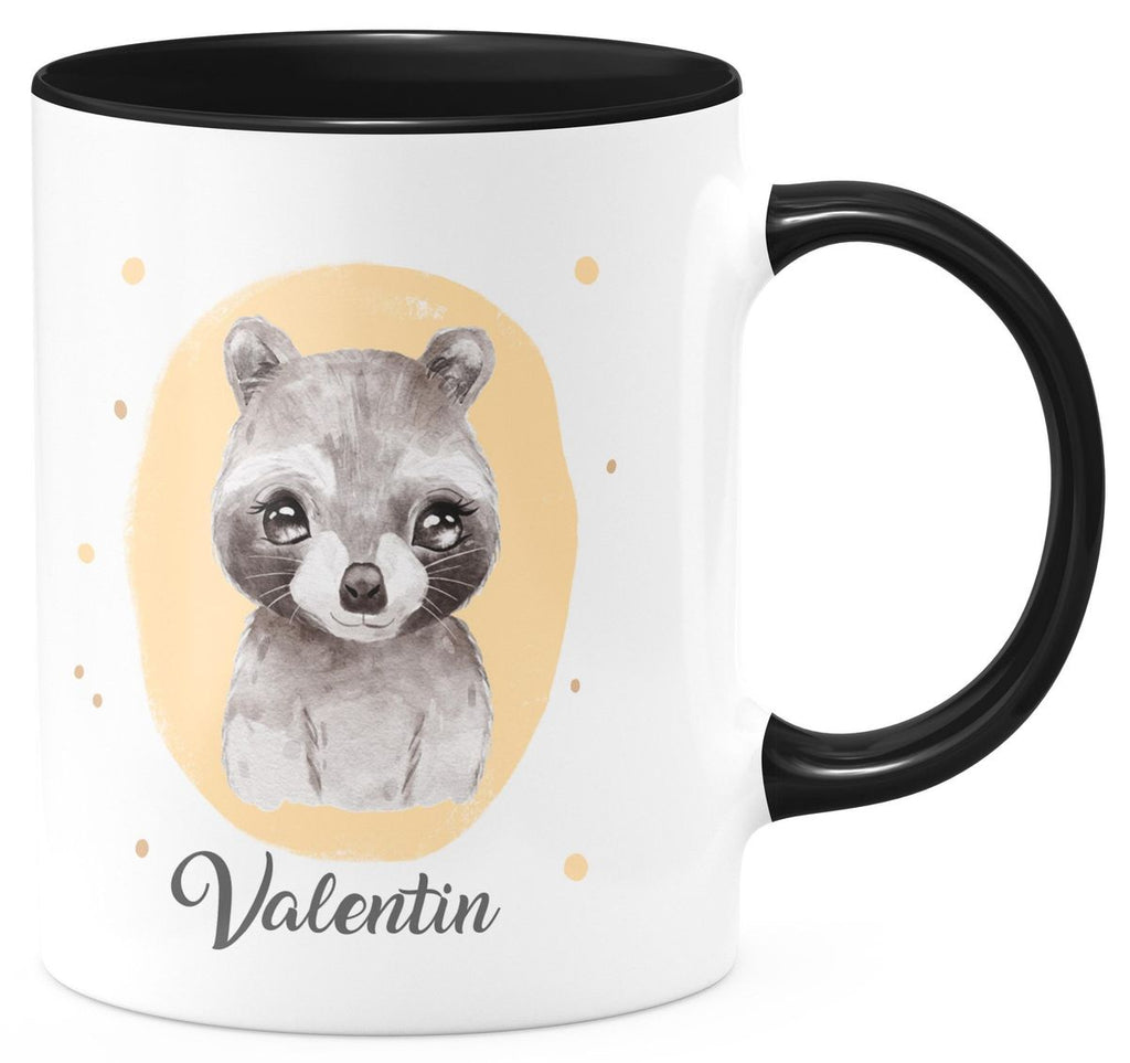 Keramik Tasse Kleiner Waschbär personalisiert mit Wunschname - von Mikalino