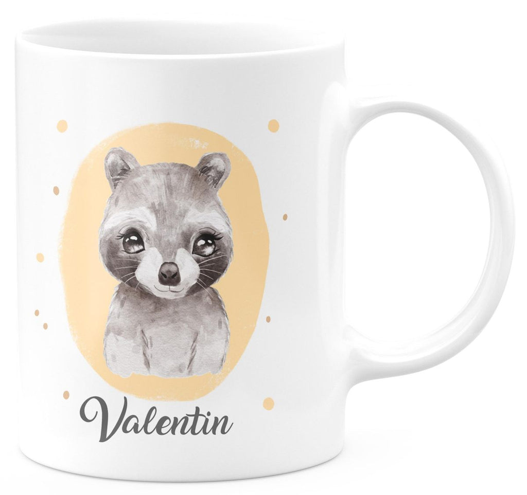 Keramik Tasse Kleiner Waschbär personalisiert mit Wunschname - von Mikalino