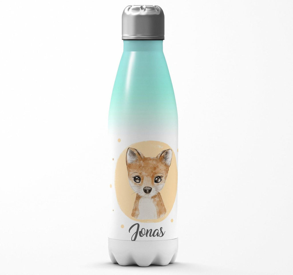 Thermo Trinkflasche Kleiner süßer Fuchs personalisiert mit Wunschname - von Mikalino