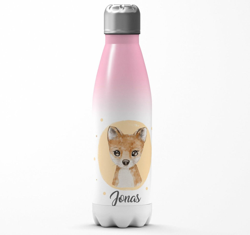 Thermo Trinkflasche Kleiner süßer Fuchs personalisiert mit Wunschname - von Mikalino