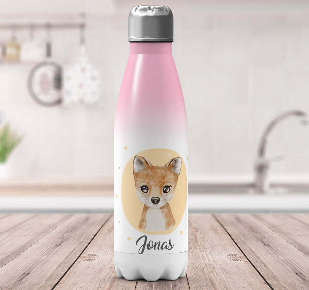 Thermo Trinkflasche Kleiner süßer Fuchs personalisiert mit Wunschname - von Mikalino