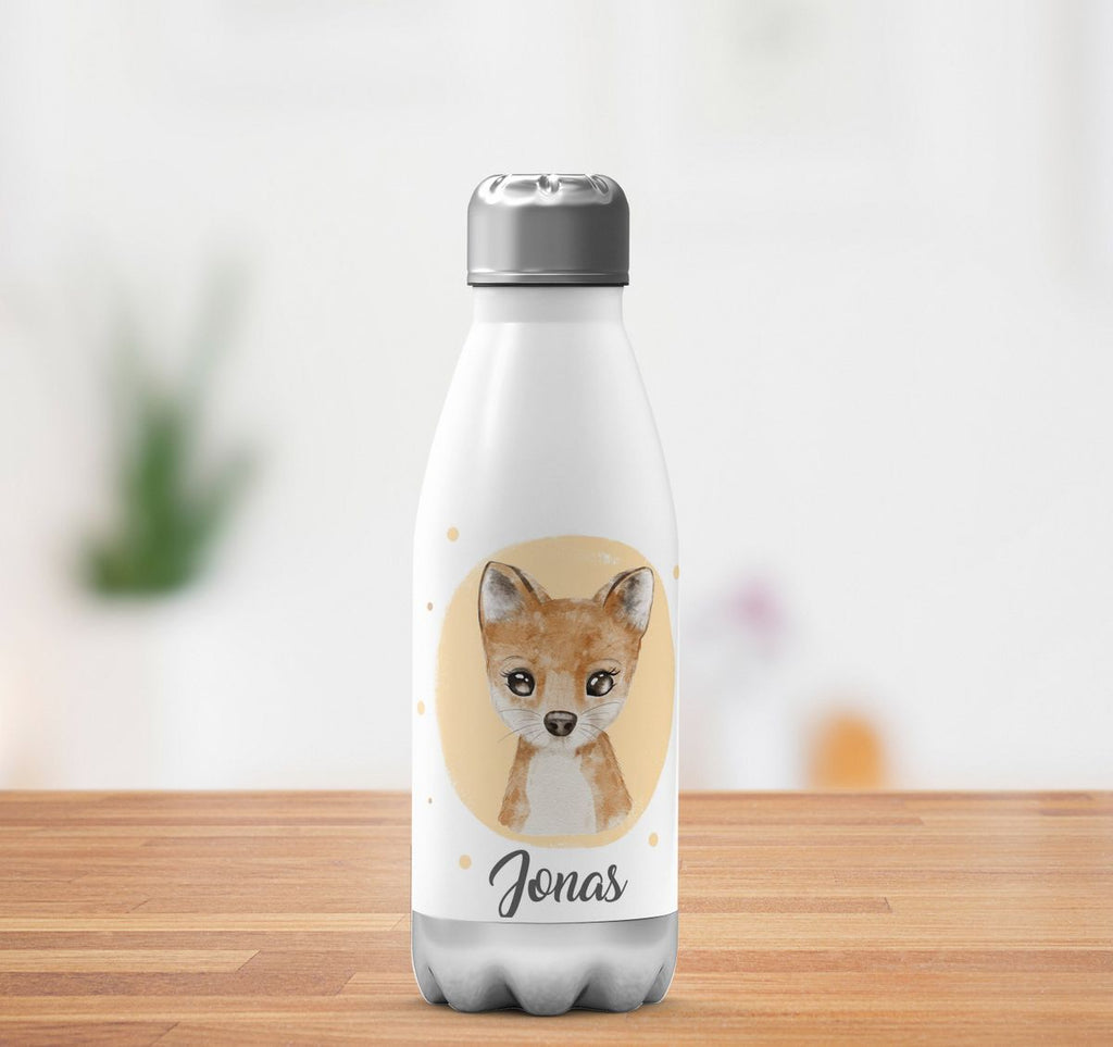 Thermo Trinkflasche Kleiner süßer Fuchs personalisiert mit Wunschname - von Mikalino