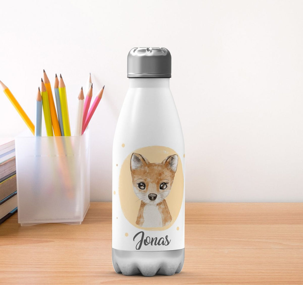 Thermo Trinkflasche Kleiner süßer Fuchs personalisiert mit Wunschname - von Mikalino