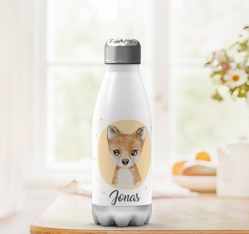 Thermo Trinkflasche Kleiner süßer Fuchs personalisiert mit Wunschname - von Mikalino