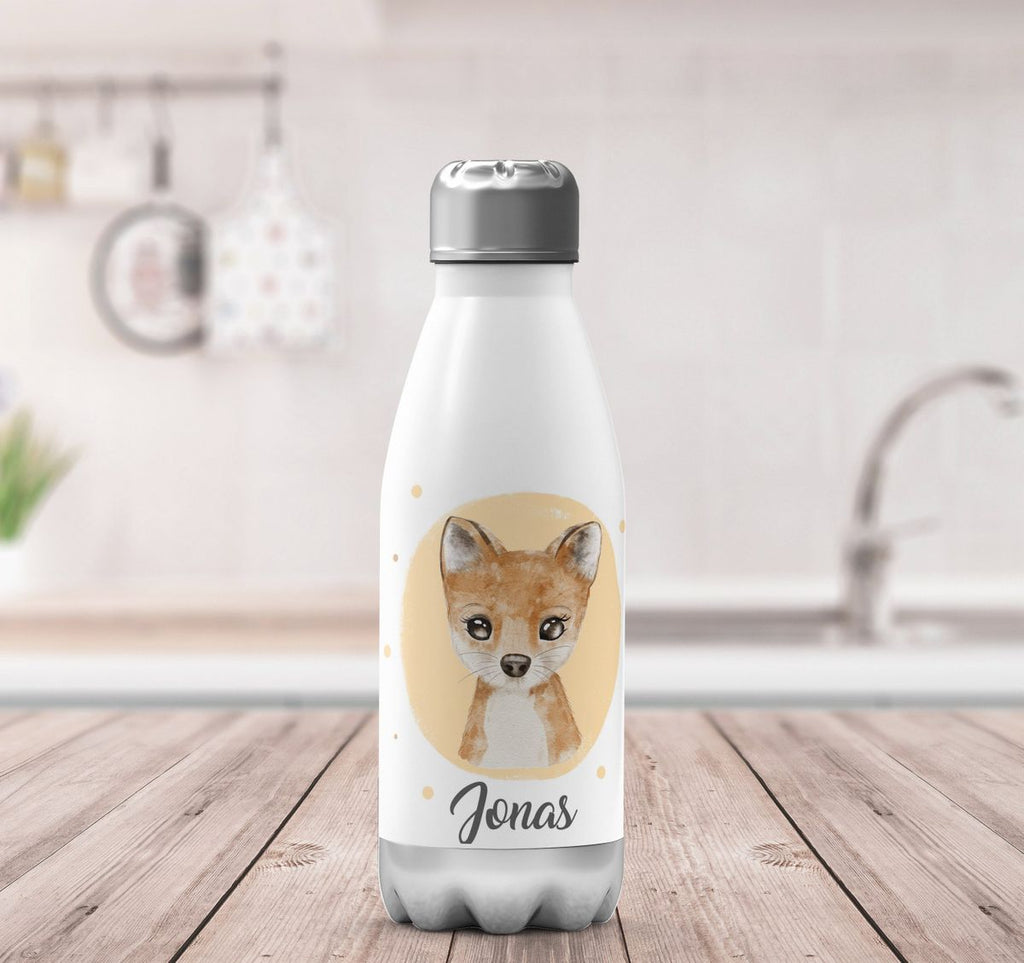 Thermo Trinkflasche Kleiner süßer Fuchs personalisiert mit Wunschname - von Mikalino