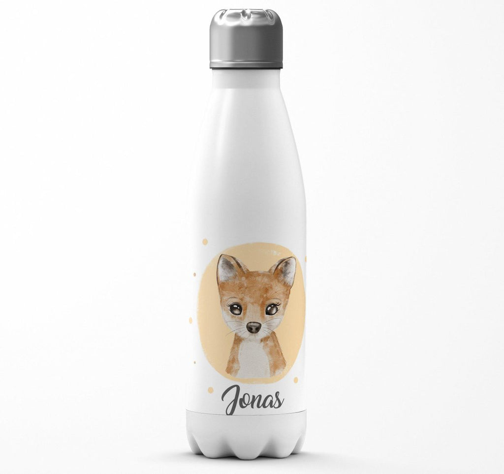 Thermo Trinkflasche Kleiner süßer Fuchs personalisiert mit Wunschname - von Mikalino