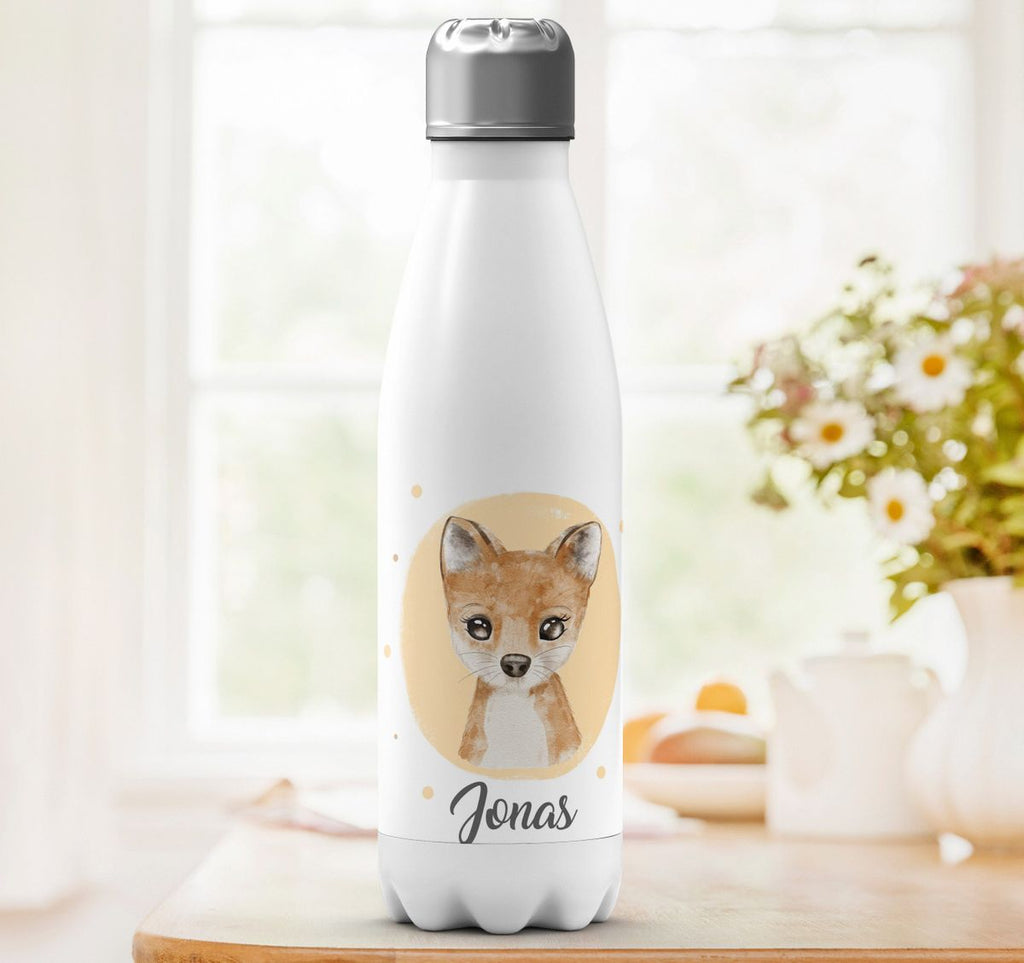 Thermo Trinkflasche Kleiner süßer Fuchs personalisiert mit Wunschname - von Mikalino