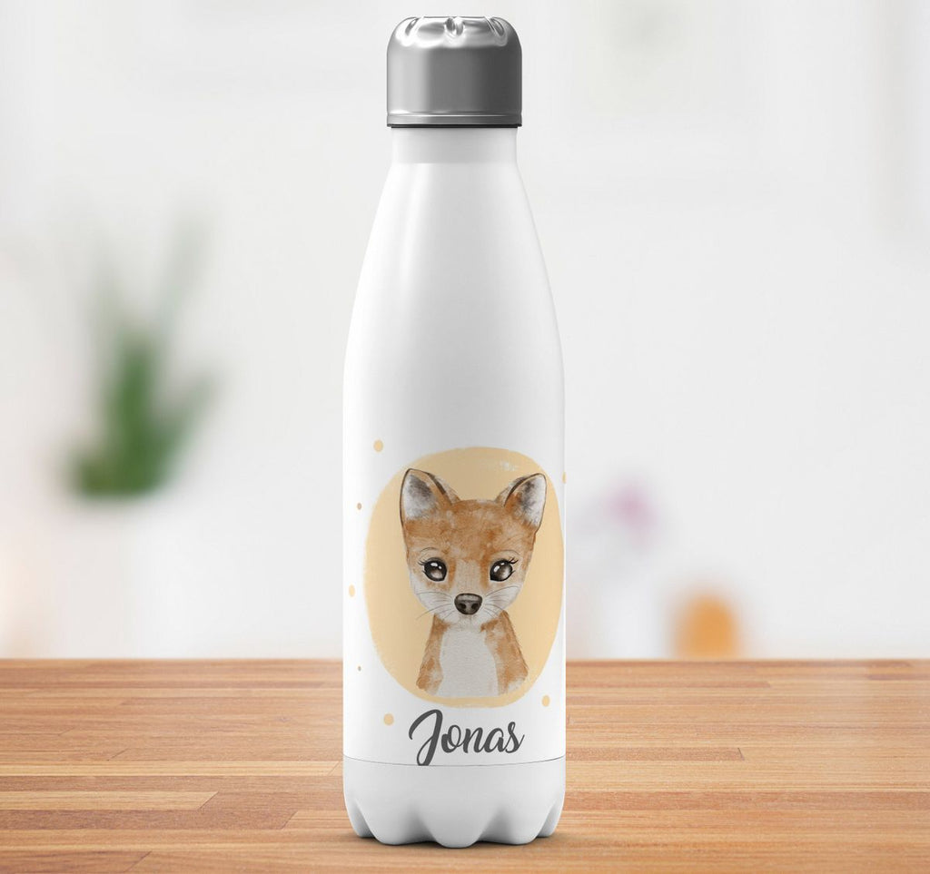 Thermo Trinkflasche Kleiner süßer Fuchs personalisiert mit Wunschname - von Mikalino