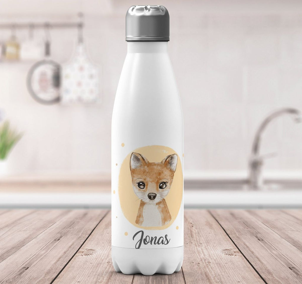 Thermo Trinkflasche Kleiner süßer Fuchs personalisiert mit Wunschname - von Mikalino