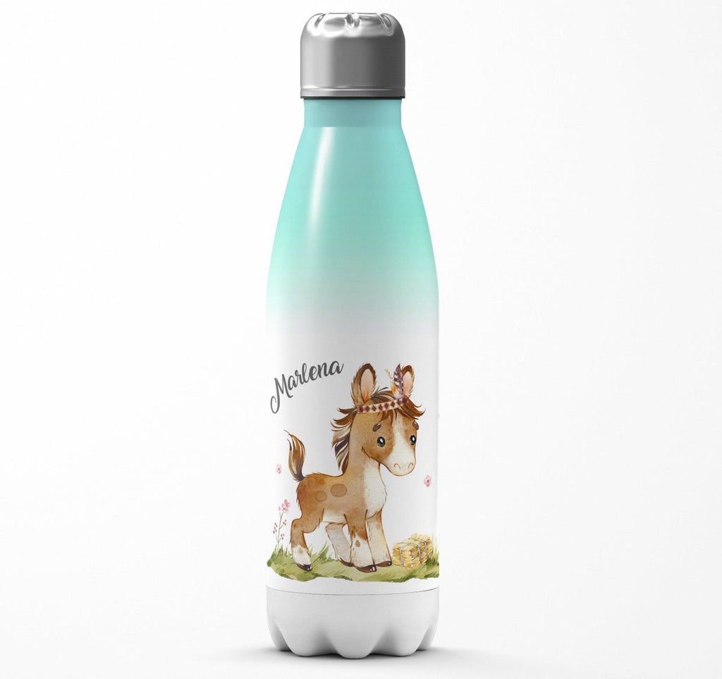 Thermo Trinkflasche Süßes Pony personalisiert mit Wunschname - von Mikalino