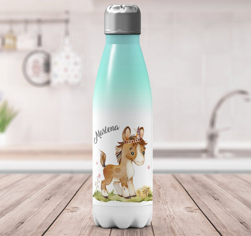 Thermo Trinkflasche Süßes Pony personalisiert mit Wunschname - von Mikalino