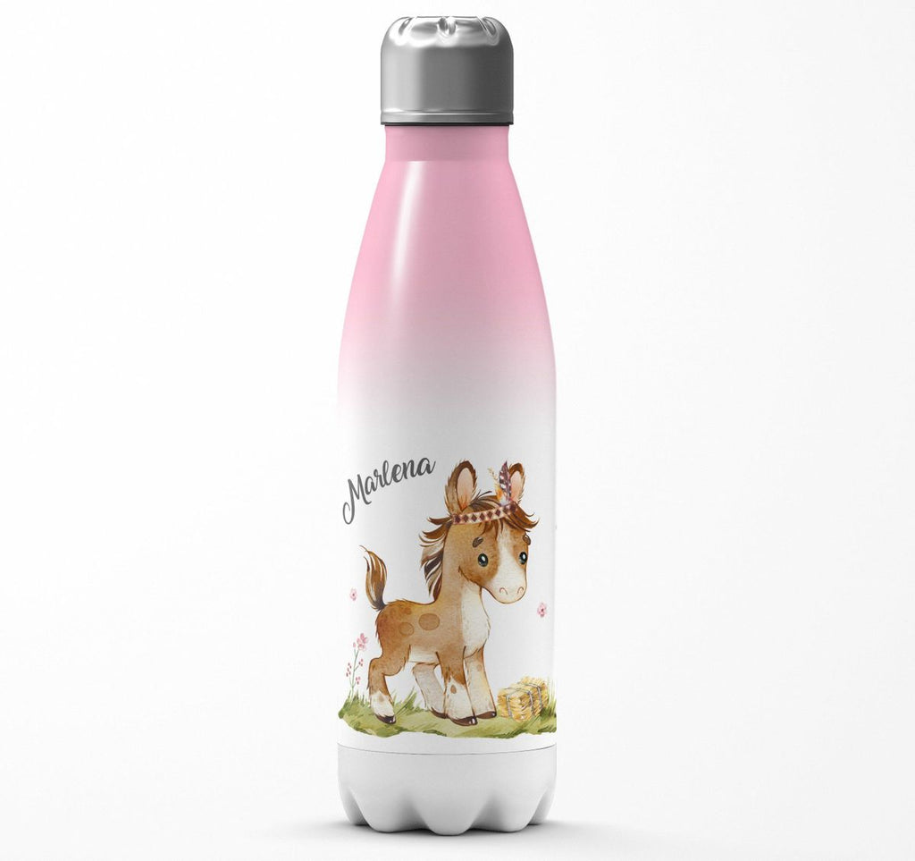 Thermo Trinkflasche Süßes Pony personalisiert mit Wunschname - von Mikalino