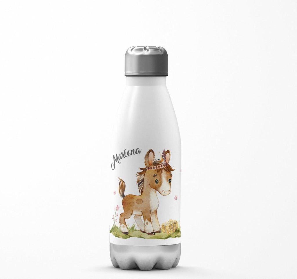 Thermo Trinkflasche Süßes Pony personalisiert mit Wunschname - von Mikalino