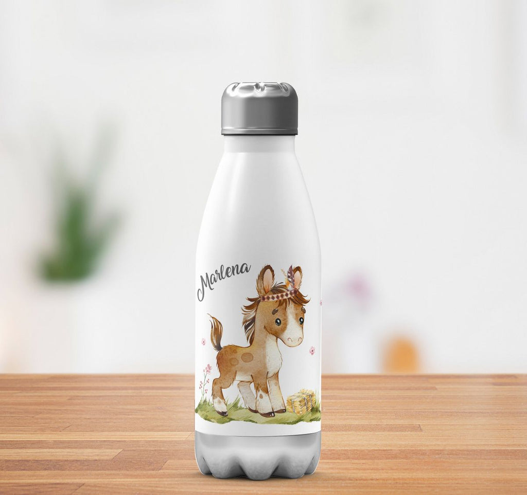 Thermo Trinkflasche Süßes Pony personalisiert mit Wunschname - von Mikalino