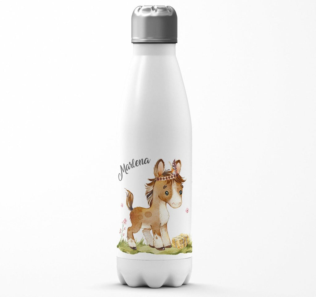 Thermo Trinkflasche Süßes Pony personalisiert mit Wunschname - von Mikalino