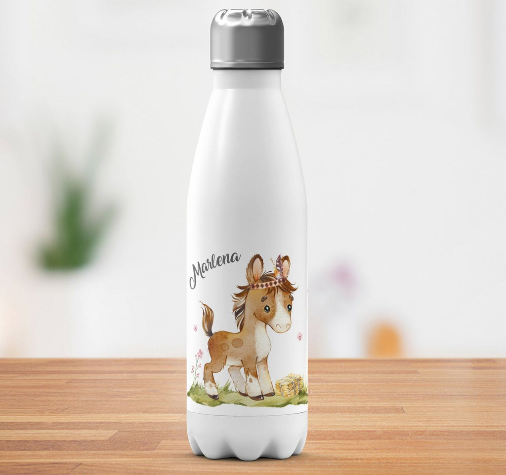 Thermo Trinkflasche Süßes Pony personalisiert mit Wunschname - von Mikalino