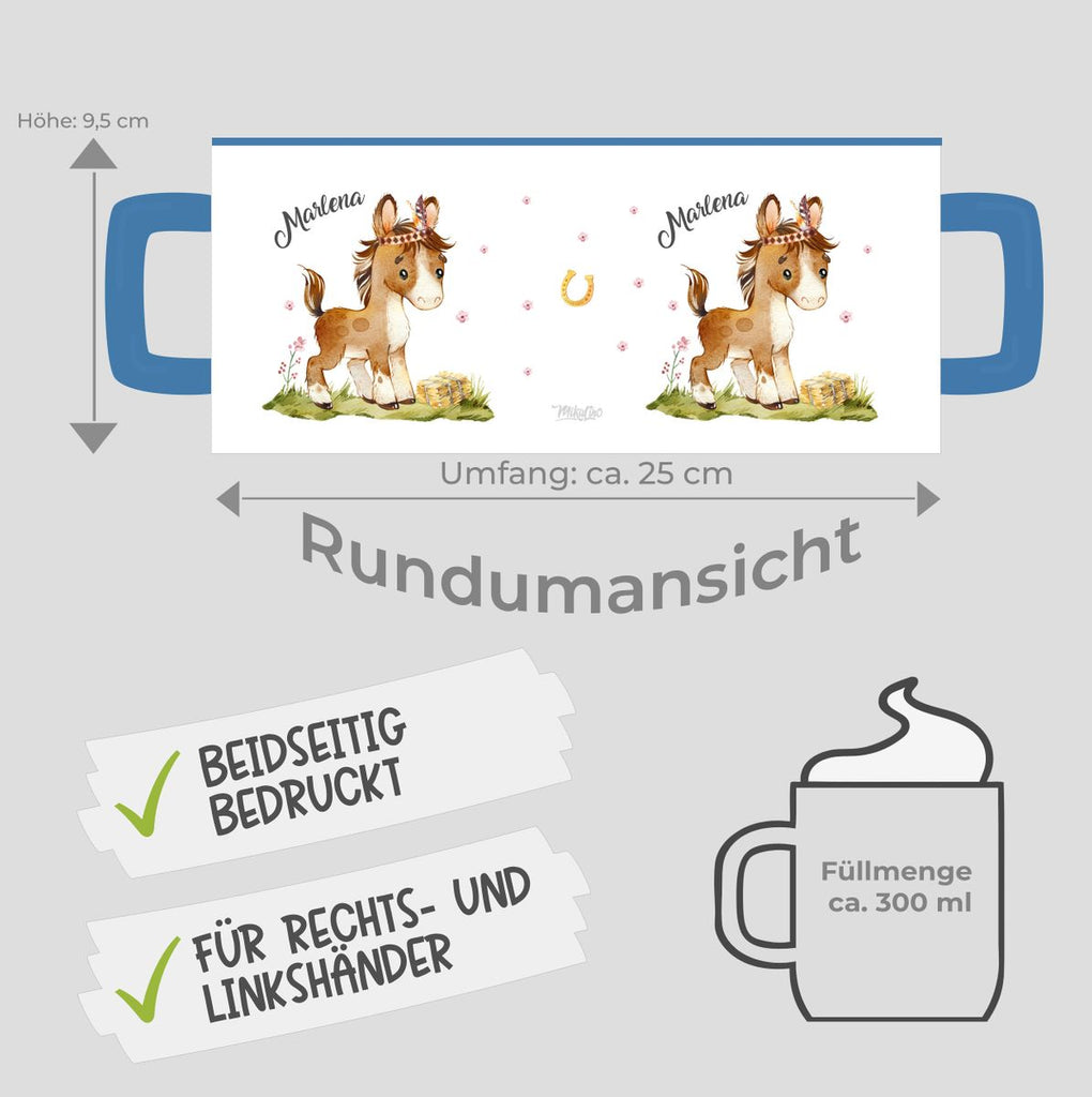 Keramik Tasse Süßes Pony personalisiert mit Wunschname - von Mikalino