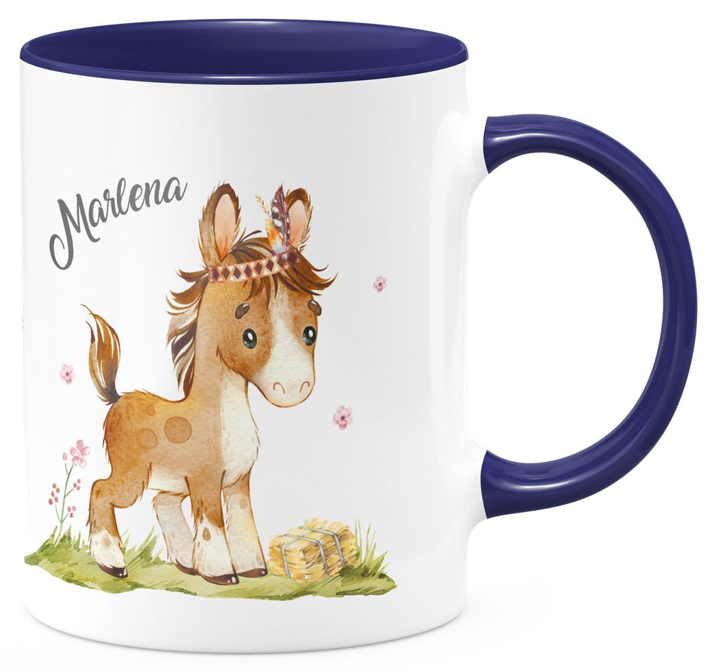 Keramik Tasse Süßes Pony personalisiert mit Wunschname - von Mikalino