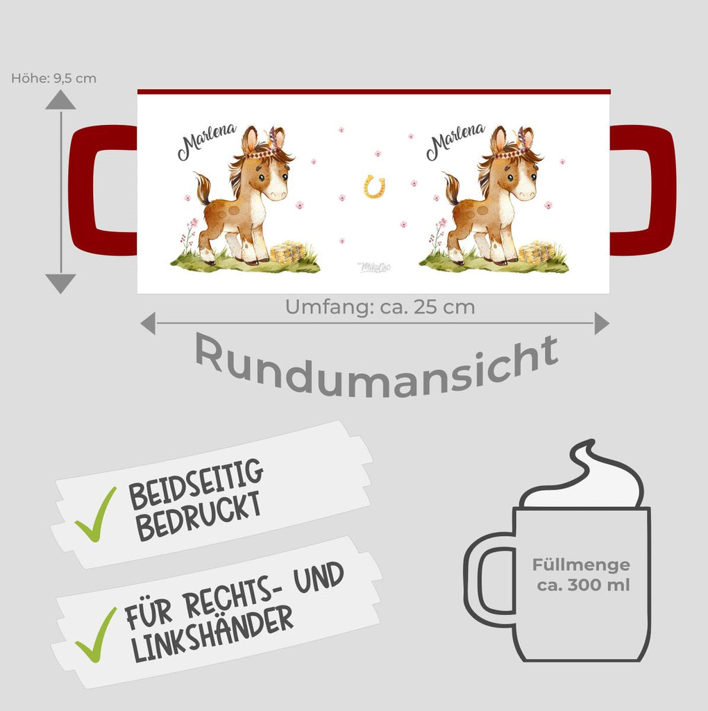 Keramik Tasse Süßes Pony personalisiert mit Wunschname - von Mikalino