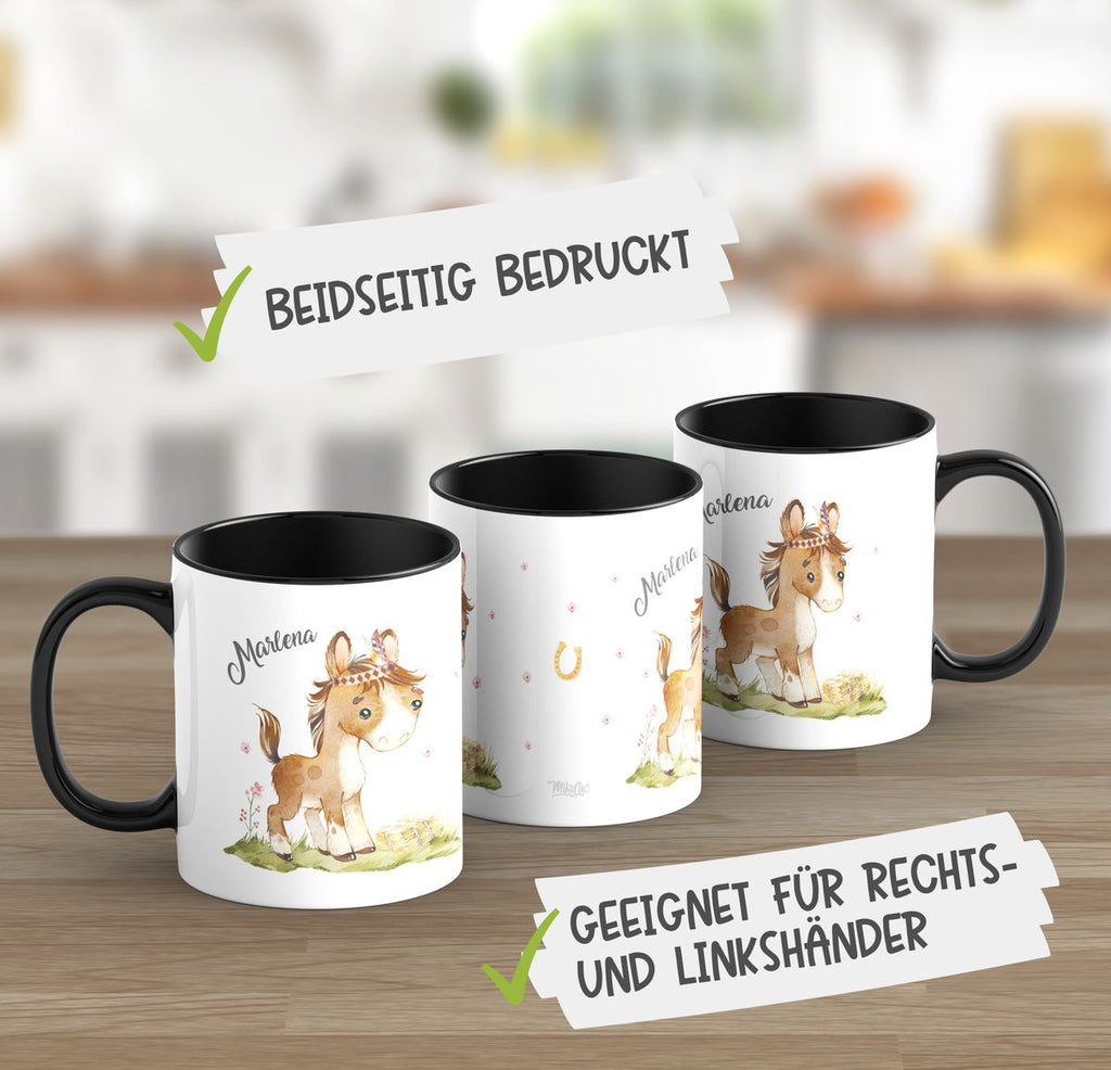 Keramik Tasse Süßes Pony personalisiert mit Wunschname - von Mikalino