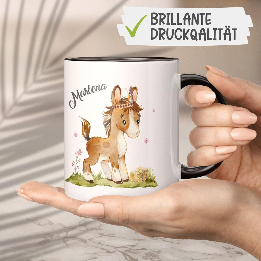 Keramik Tasse Süßes Pony personalisiert mit Wunschname - von Mikalino