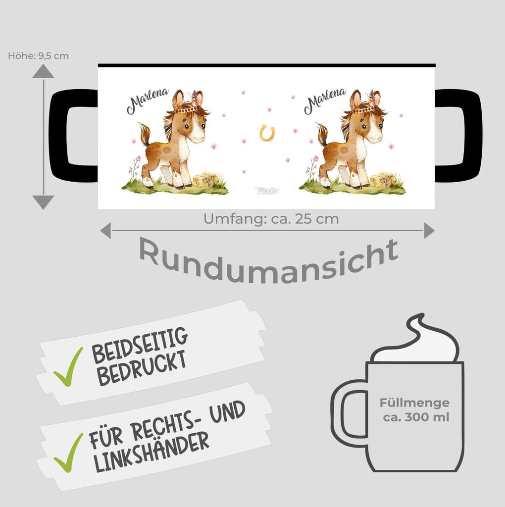 Keramik Tasse Süßes Pony personalisiert mit Wunschname - von Mikalino