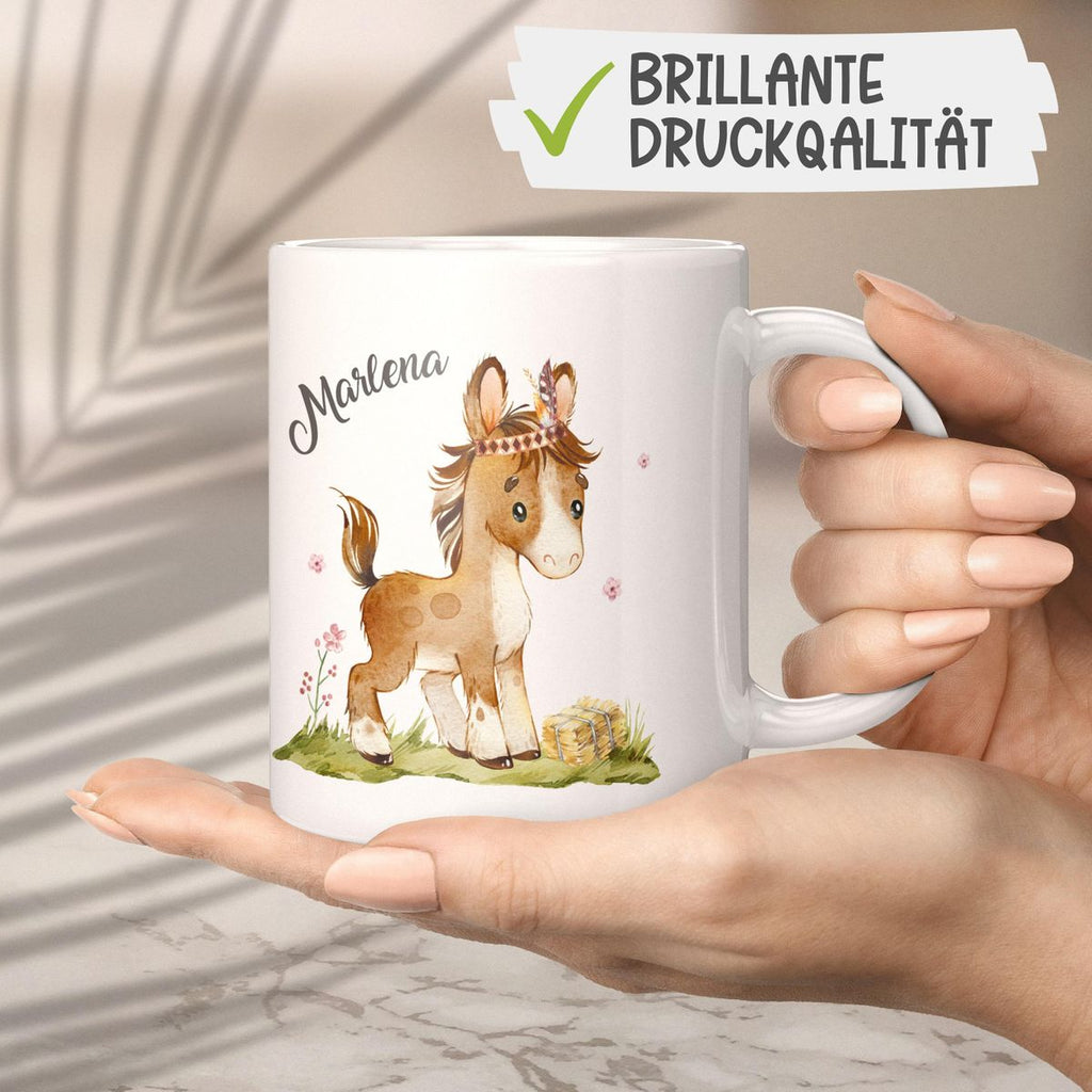 Keramik Tasse Süßes Pony personalisiert mit Wunschname - von Mikalino