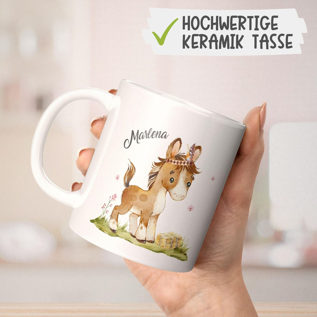 Keramik Tasse Süßes Pony personalisiert mit Wunschname - von Mikalino