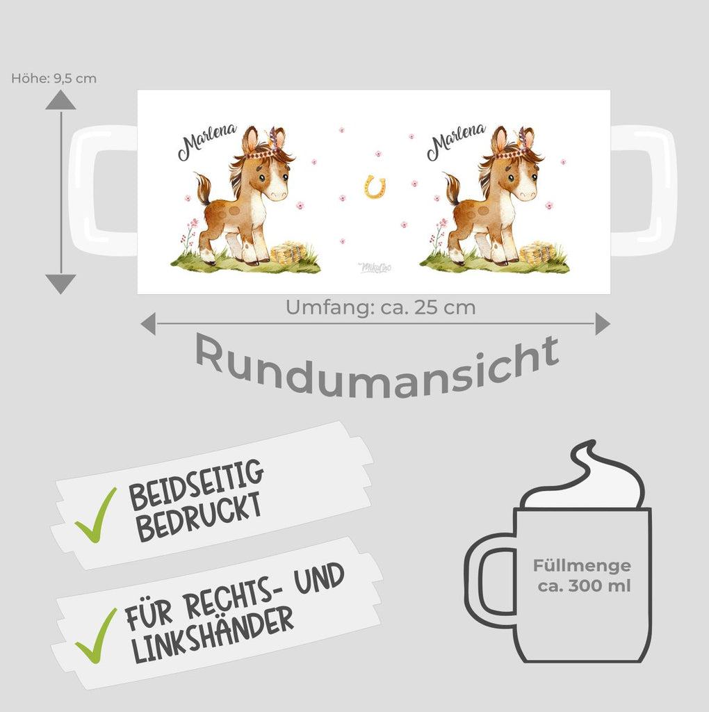 Keramik Tasse Süßes Pony personalisiert mit Wunschname - von Mikalino