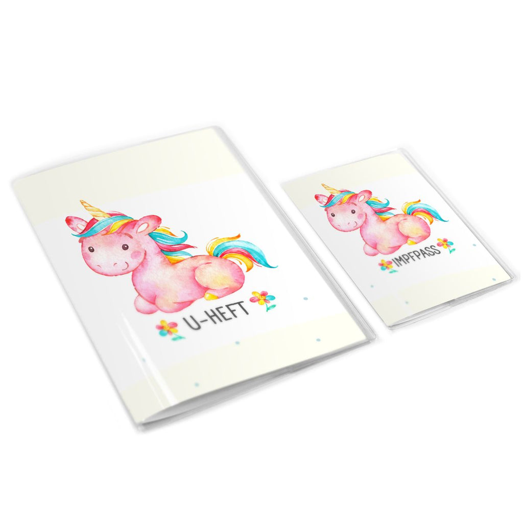 Mikalino Hülle für U-Heft und Impfpass personalisiert Baby Einhorn pink liegend - von Mikalino