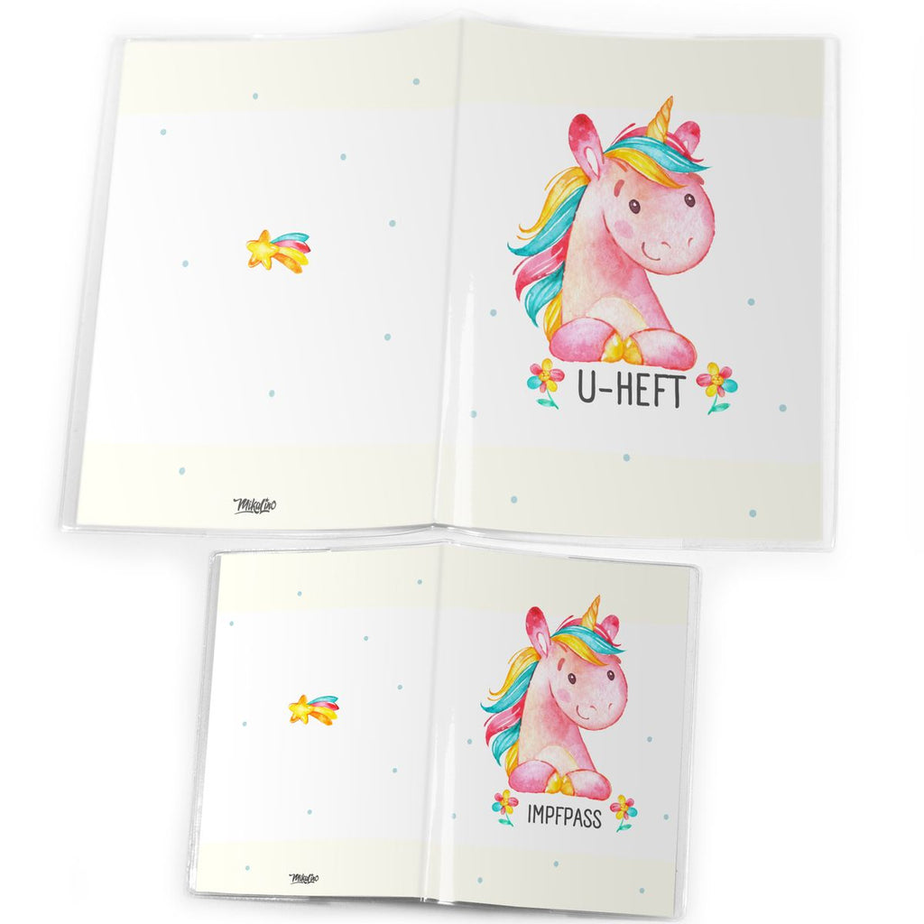 Mikalino Hülle für U-Heft und Impfpass personalisiert Baby Einhorn pink - von Mikalino