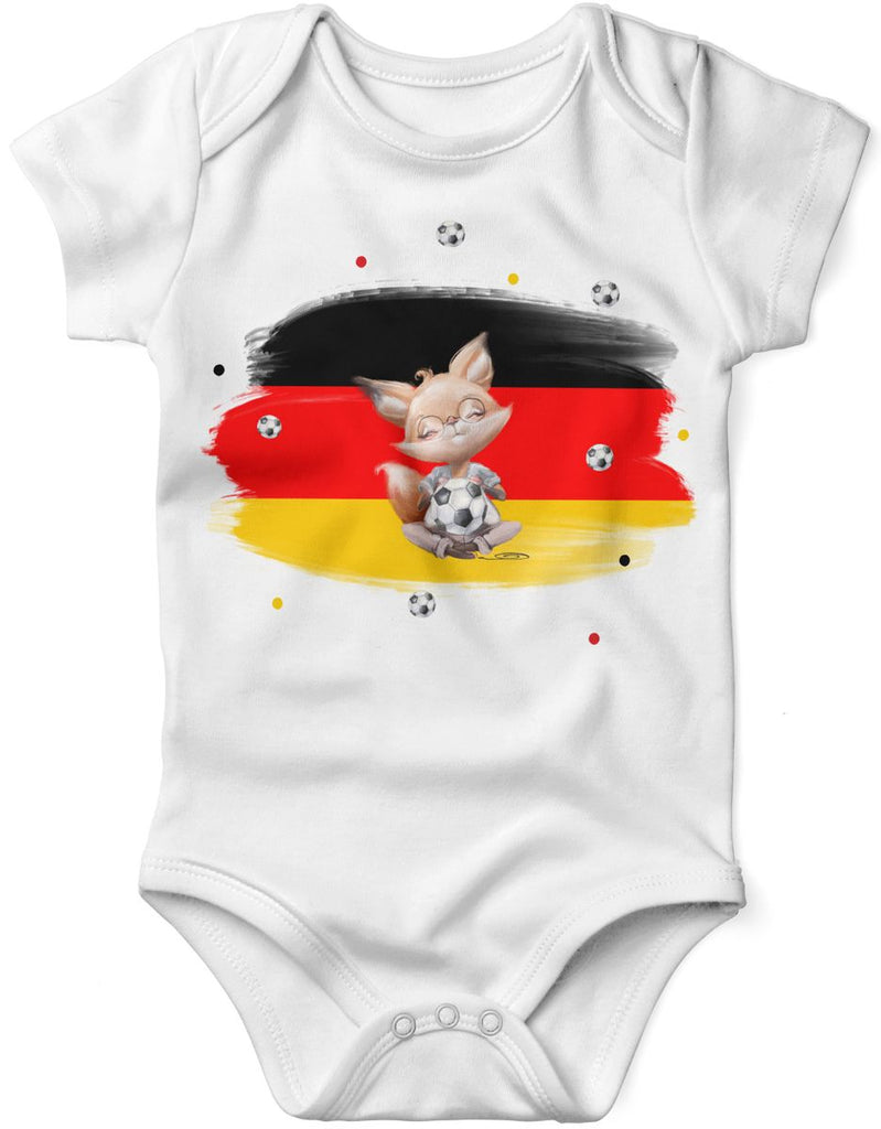 Babybody mit Spruch Süßer Fuchs mit Deutschlandflagge - von Mikalino