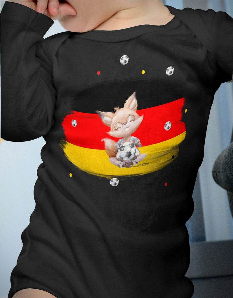 Babybody mit Spruch Süßer Fuchs mit Deutschlandflagge - von Mikalino