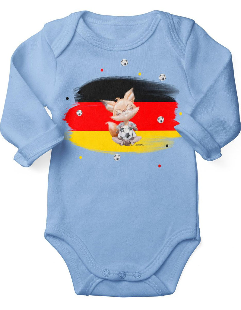 Babybody mit Spruch Süßer Fuchs mit Deutschlandflagge - von Mikalino