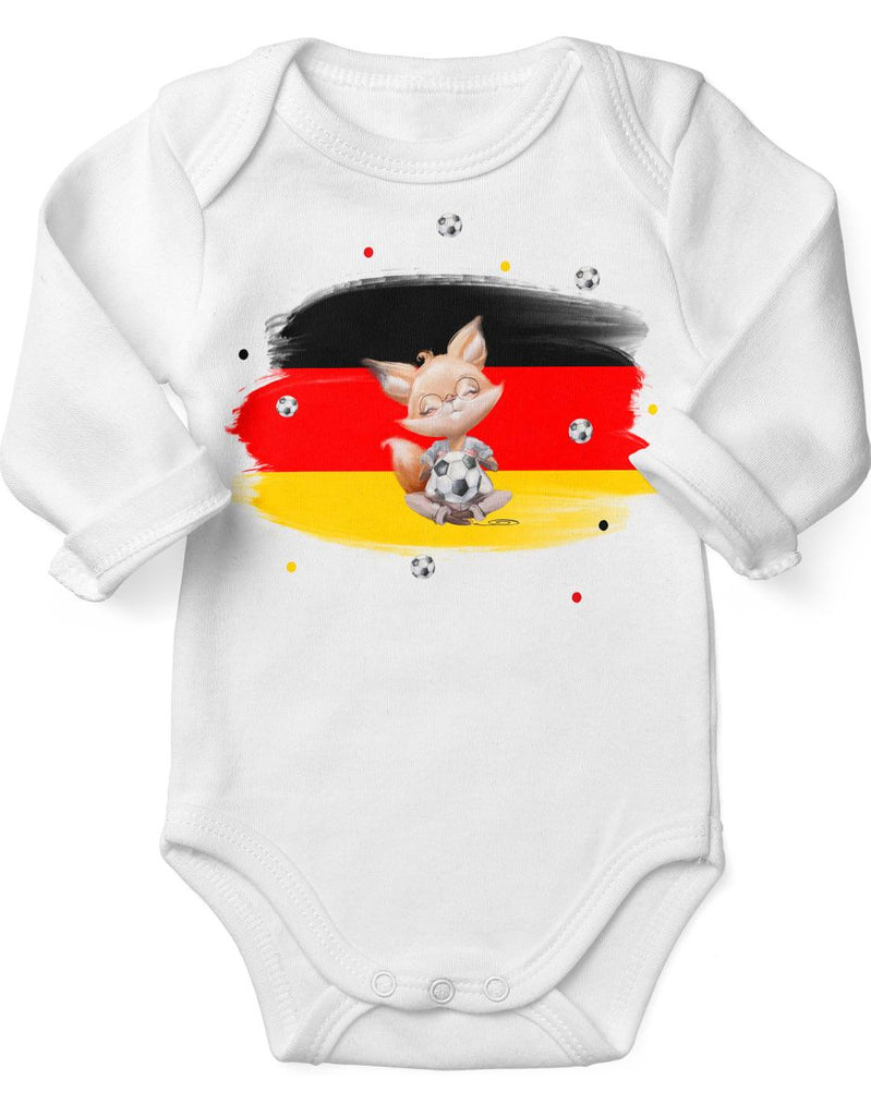 Babybody mit Spruch Süßer Fuchs mit Deutschlandflagge - von Mikalino