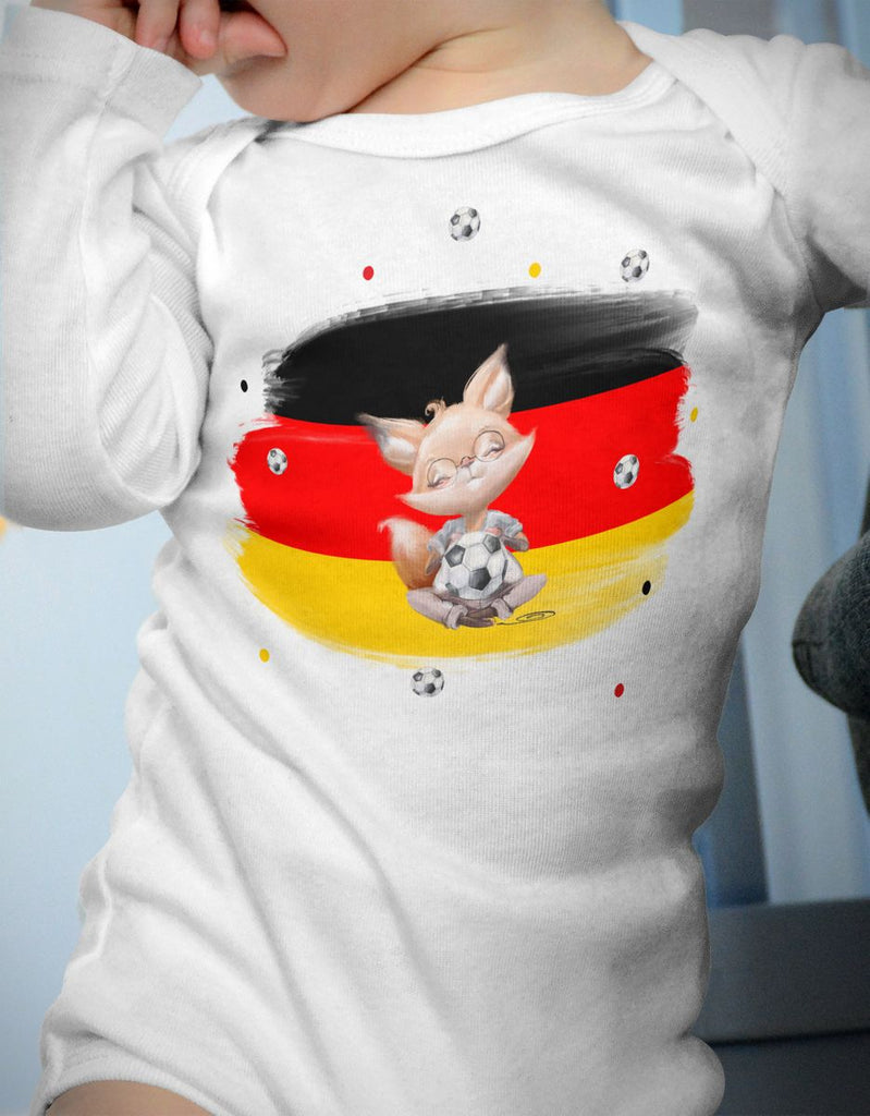 Babybody mit Spruch Süßer Fuchs mit Deutschlandflagge - von Mikalino