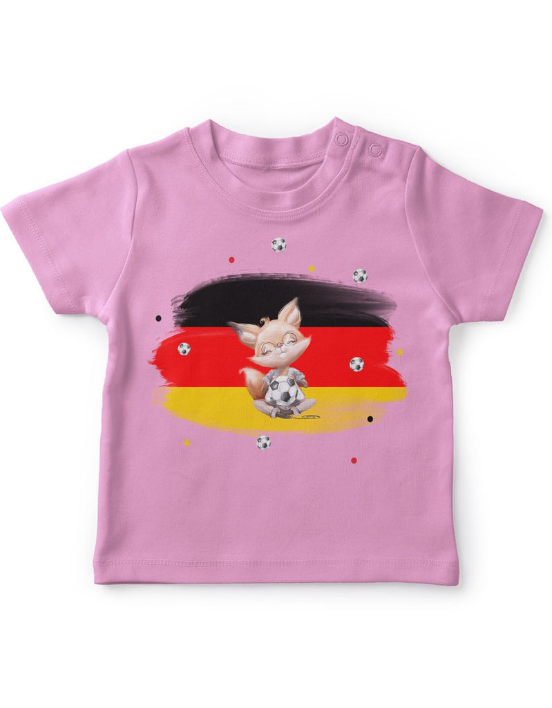 Baby / Kinder T-Shirt mit Spruch Süßer Fuchs mit Deutschlandflagge - von Mikalino