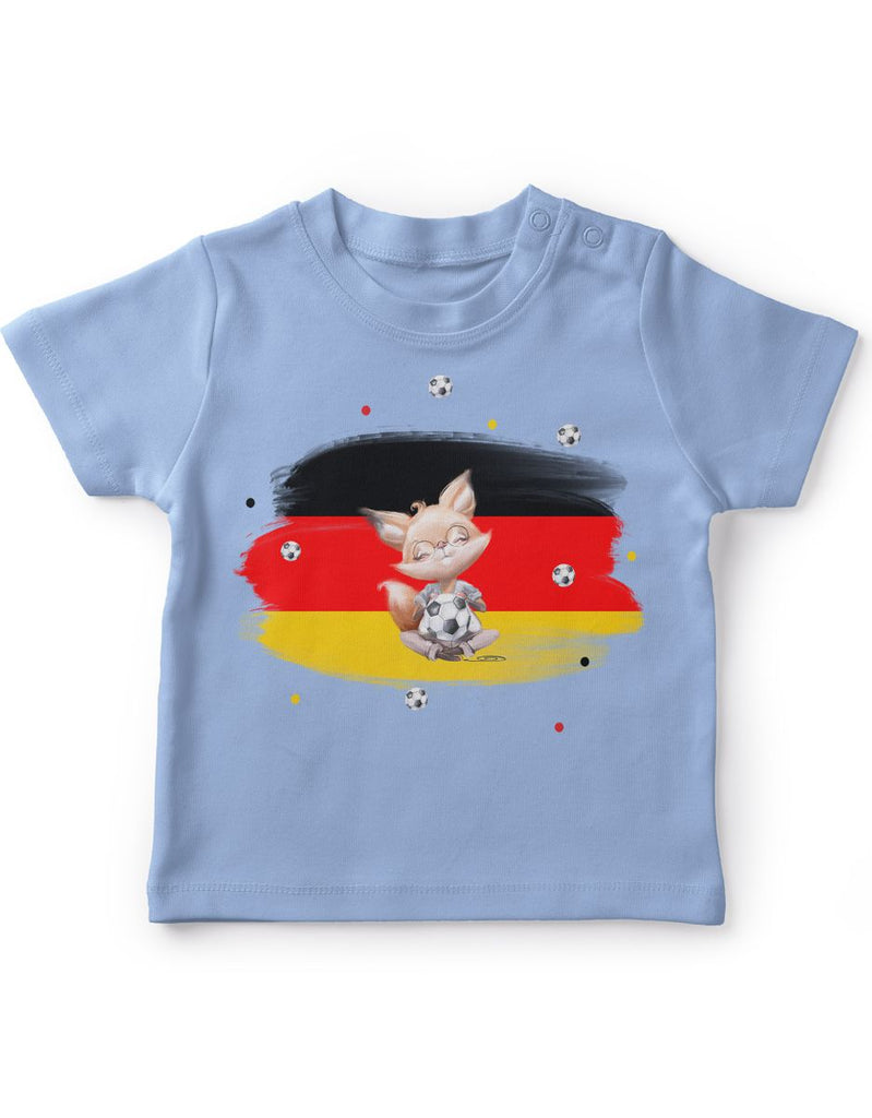 Baby / Kinder T-Shirt mit Spruch Süßer Fuchs mit Deutschlandflagge - von Mikalino