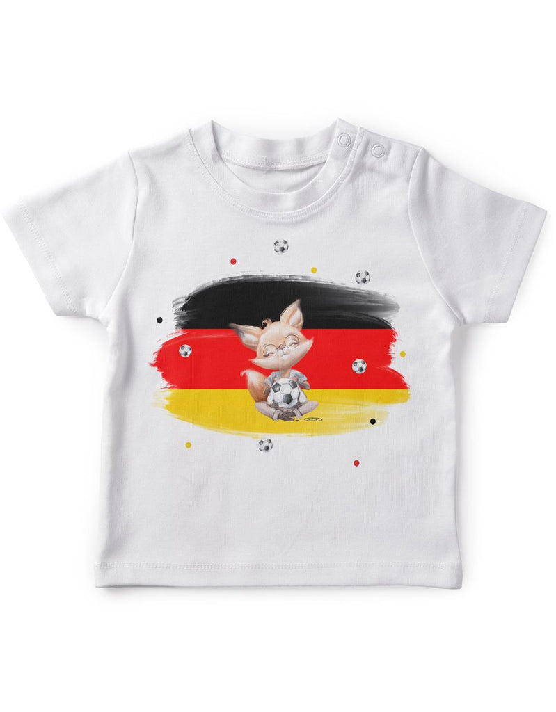 Baby / Kinder T-Shirt mit Spruch Süßer Fuchs mit Deutschlandflagge - von Mikalino