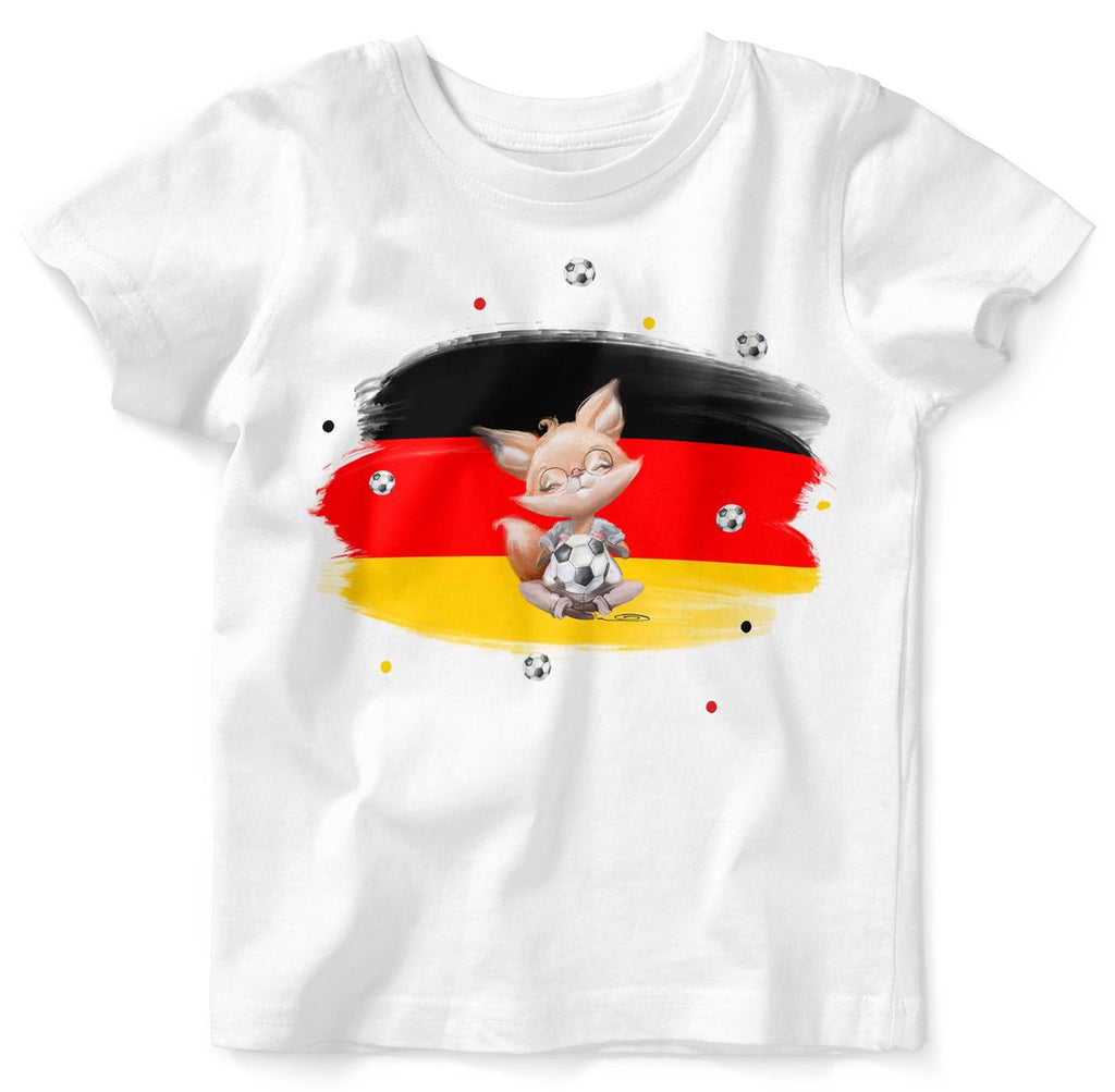 Baby / Kinder T-Shirt mit Spruch Süßer Fuchs mit Deutschlandflagge - von Mikalino