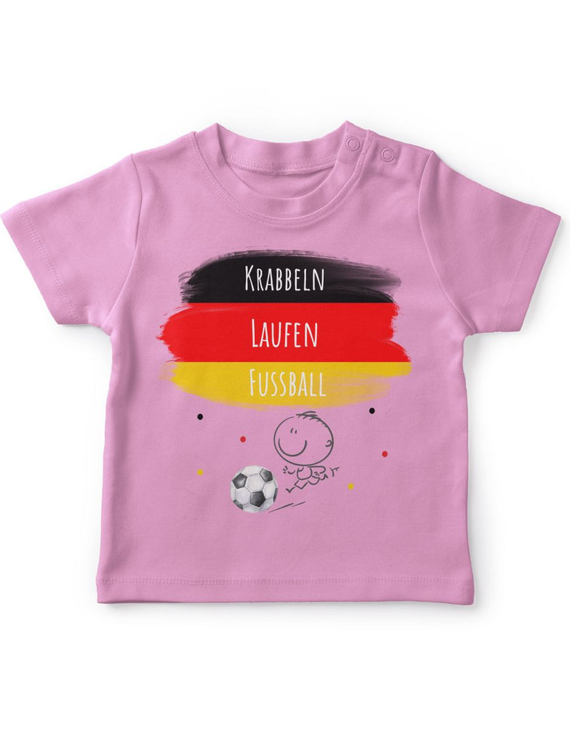 Baby / Kinder T-Shirt mit Spruch Krabbeln Laufen Fussball Deutschland - von Mikalino