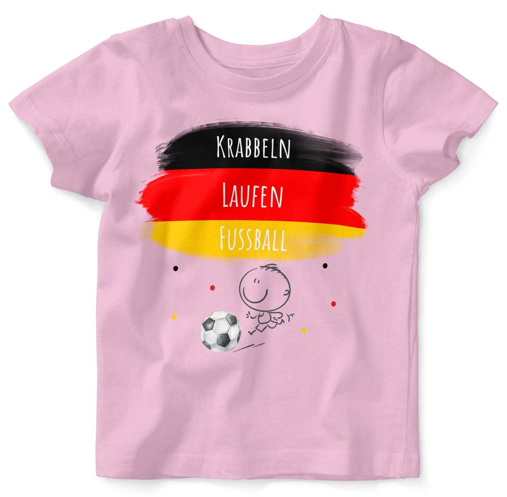 Baby / Kinder T-Shirt mit Spruch Krabbeln Laufen Fussball Deutschland - von Mikalino