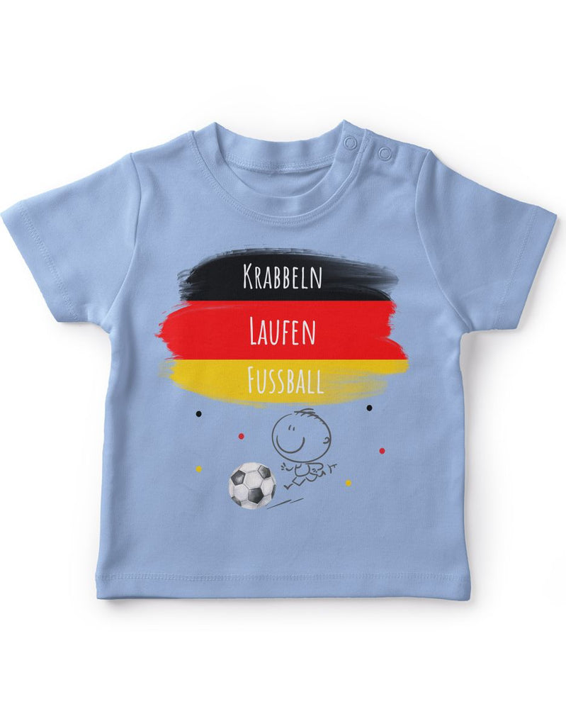 Baby / Kinder T-Shirt mit Spruch Krabbeln Laufen Fussball Deutschland - von Mikalino