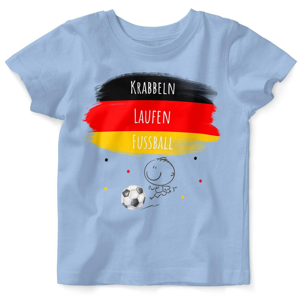 Baby / Kinder T-Shirt mit Spruch Krabbeln Laufen Fussball Deutschland - von Mikalino