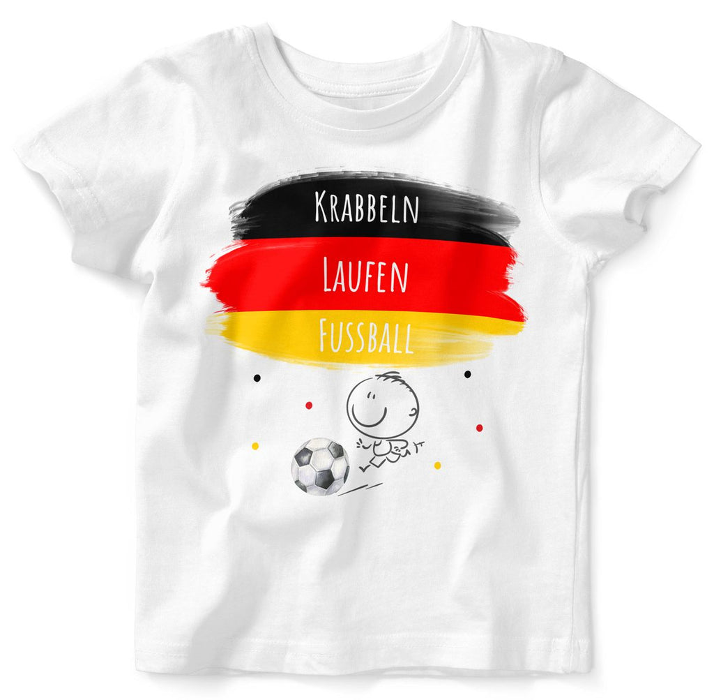 Baby / Kinder T-Shirt mit Spruch Krabbeln Laufen Fussball Deutschland - von Mikalino