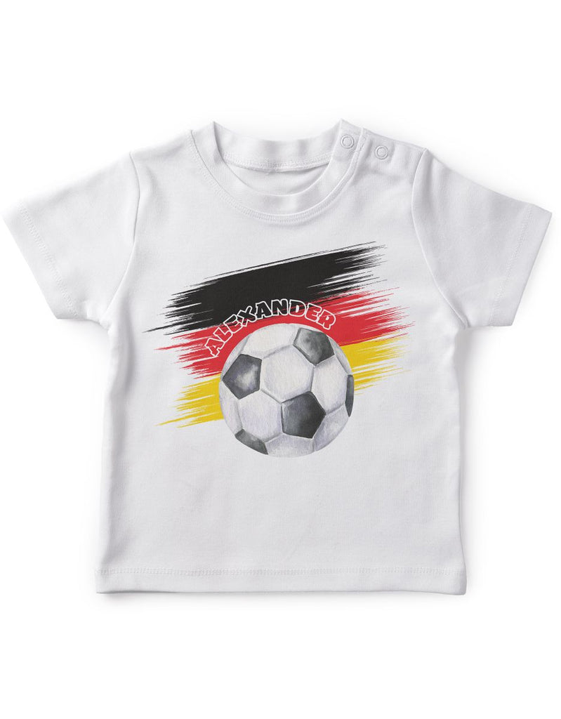 Baby / Kinder T-Shirt mit Spruch Deutschland Flagge personalisiert mit Namen - von Mikalino