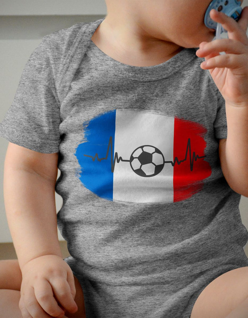 Babybody mit Spruch Frankreich Flagge mit Fussball - von Mikalino