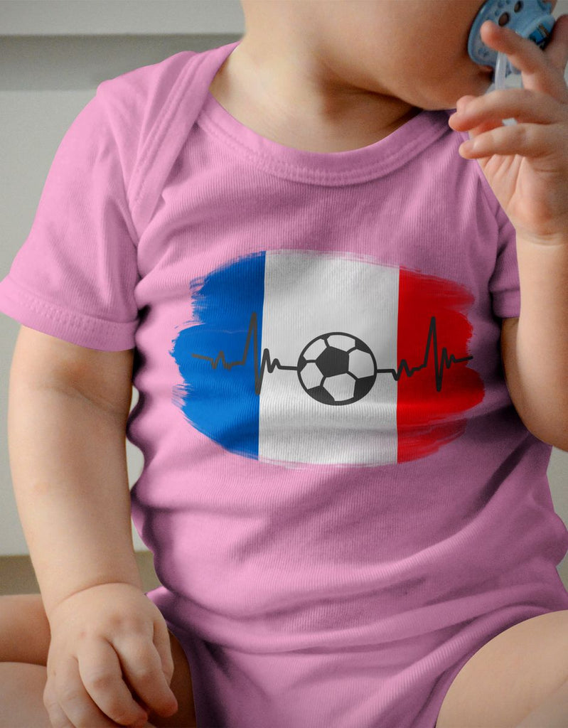 Babybody mit Spruch Frankreich Flagge mit Fussball - von Mikalino