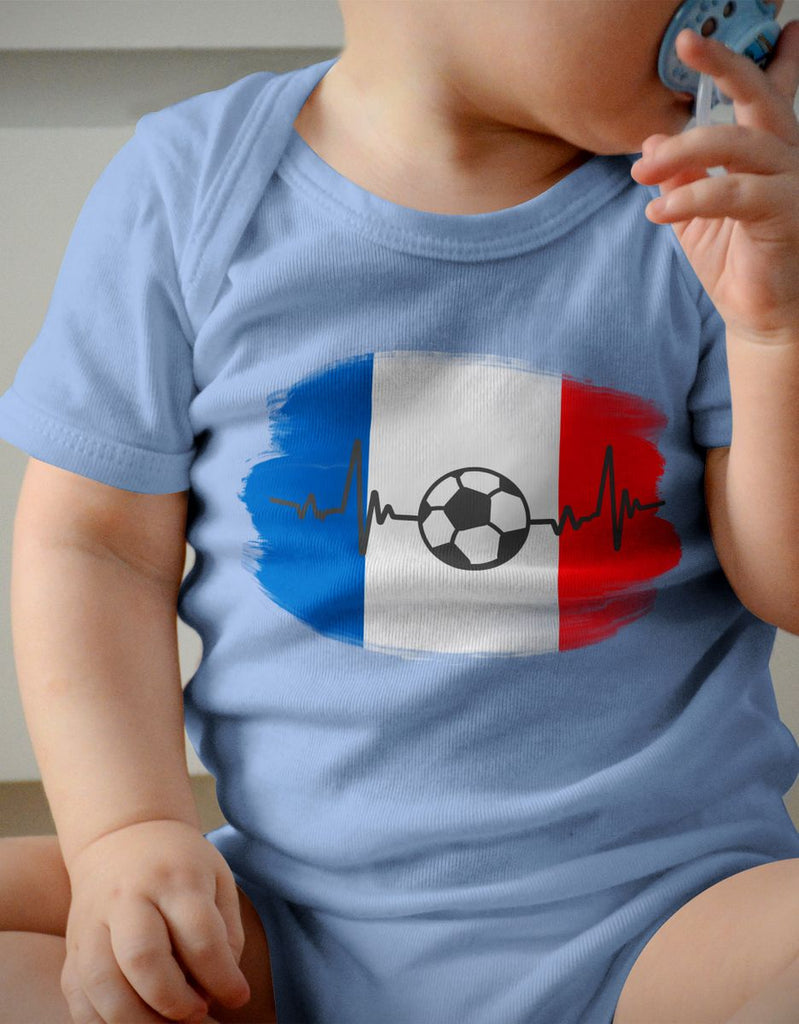 Babybody mit Spruch Frankreich Flagge mit Fussball - von Mikalino