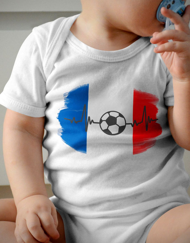 Babybody mit Spruch Frankreich Flagge mit Fussball - von Mikalino